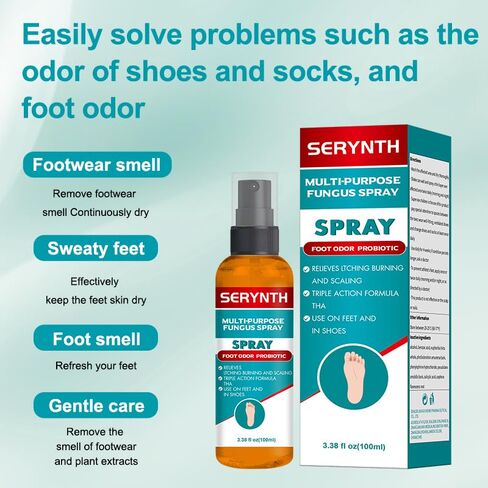 Foot Odor Control Sprays, Multi-Purpose Fungal Spray 3.38 fl oz, Foot Odor Probiotics, Relief Foot odor, Triple Action Formula Spray Support Feet and Inside Shoes for Men and Women in Saudi Arabia