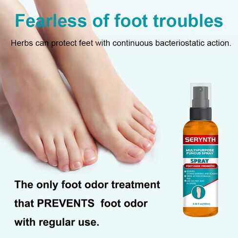 Foot Odor Control Sprays, Multi-Purpose Fungal Spray 3.38 fl oz, Foot Odor Probiotics, Relief Foot odor, Triple Action Formula Spray Support Feet and Inside Shoes for Men and Women in Saudi Arabia