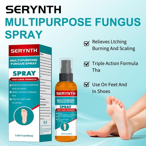 Foot Odor Control Sprays, Multi-Purpose Fungal Spray 3.38 fl oz, Foot Odor Probiotics, Relief Foot odor, Triple Action Formula Spray Support Feet and Inside Shoes for Men and Women in Saudi Arabia