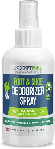 Rocket Pure Natural Foot and Shoe Deodorizer Spray, Deodorant and Odor Eliminator for Smelly Feet, Smell Remover, Formulated with Essential Oils, Made in the USA, Cedar, 4 fl oz in Saudi Arabia
