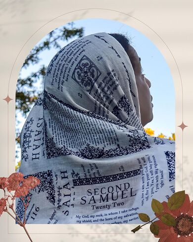 Protection Bible Verse Shawl with Psalm 91 – Vintage Scripture Scarf with 7 Bible Verses, Christian Gift Women in Saudi Arabia
