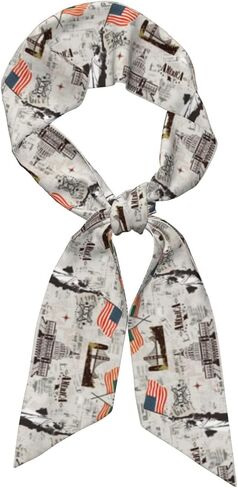 Flag Purse Scarf Patriotic Head Scarves Fashion Satin Hair Neck Scarf for Handbag Accessories in Saudi Arabia