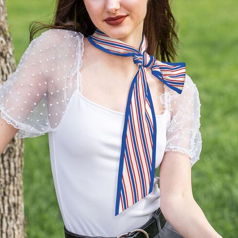 Flag Purse Scarf Patriotic Head Scarves Fashion Satin Hair Neck Scarf for Handbag Accessories in Saudi Arabia