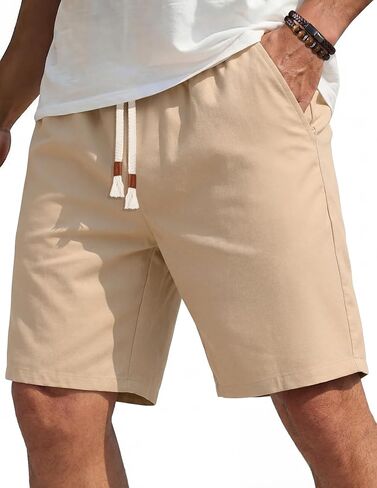 COOFANDY Men's Casual Cotton Linen Shorts Elastic Waist Drawstring Shorts Summer Beach Vacation in Saudi Arabia