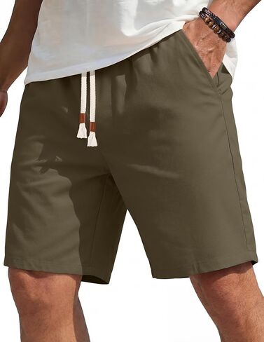 COOFANDY Men's Casual Cotton Linen Shorts Elastic Waist Drawstring Shorts Summer Beach Vacation in Saudi Arabia
