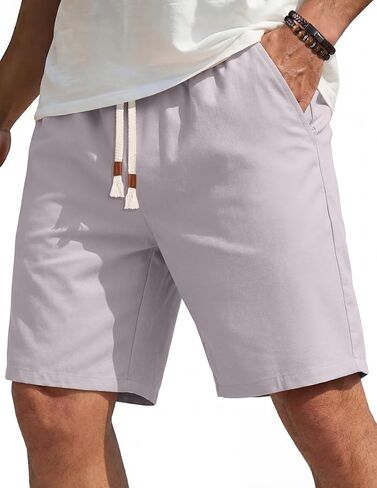 COOFANDY Men's Casual Cotton Linen Shorts Elastic Waist Drawstring Shorts Summer Beach Vacation in Saudi Arabia