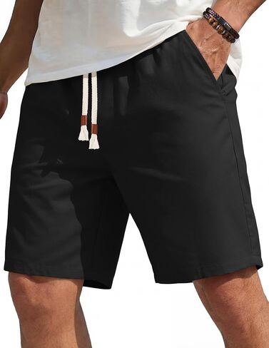COOFANDY Men's Casual Cotton Linen Shorts Elastic Waist Drawstring Shorts Summer Beach Vacation in Saudi Arabia