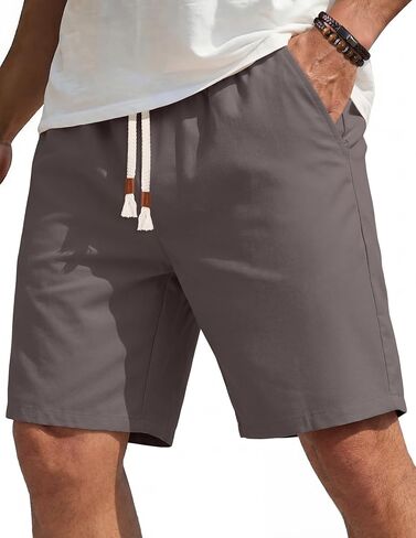 COOFANDY Men's Casual Cotton Linen Shorts Elastic Waist Drawstring Shorts Summer Beach Vacation in Saudi Arabia