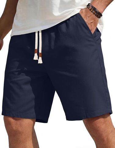COOFANDY Men's Casual Cotton Linen Shorts Elastic Waist Drawstring Shorts Summer Beach Vacation in Saudi Arabia