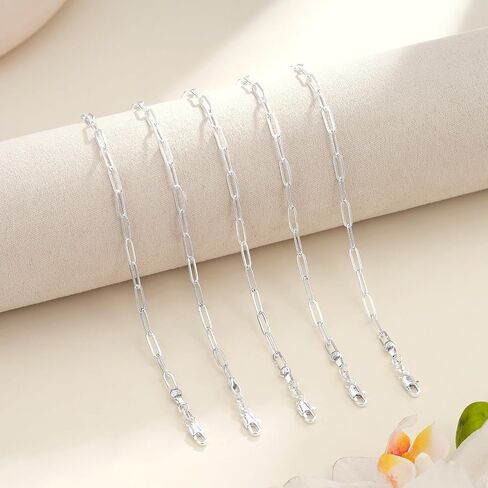 S925 Sterling Silver Paperclip Chain Necklace for Women - 3mm Sterling Silver Paperclip Chain Necklace Thick Sturdy Colourfast Necklaces Jewelry for Women 16/18/20/22/24 Inch in Saudi Arabia