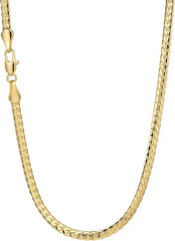 Gold Chain for Women & Men,14K Gold Necklace for Men &Women Flat Snake Chains for Womens Herringbone Curb Choker Chains Necklaces 3MM Width，18" 20" 22" 24" in Kuwait