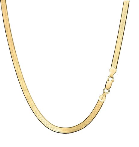 Gold Chain for Women & Men,14K Gold Necklace for Women &Men Flat Snake Chains Womens Herringbone Choker Chains Necklaces 4MM 18in/20in/22in/24inchs in Saudi Arabia