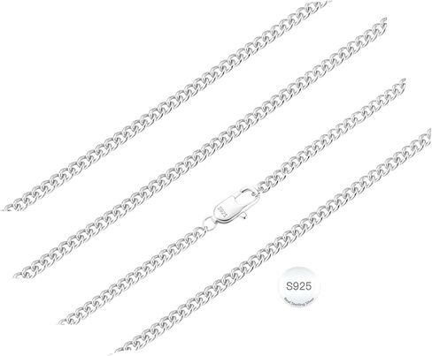 925 Sterling Silver Chain Necklace for Women, Danity Shining Chain Necklace Classic Smooth Silver Necklace Jewelry Gifts for Women (16/18/20/22 Inch) in Saudi Arabia