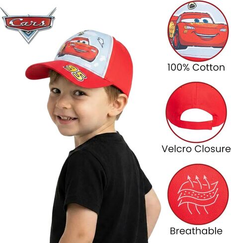 قبعة بيسبول للأطفال الصغار من Disney Cars Lightning McQueen - قبعة قطنية قابلة للتنفس للأطفال قابلة للتعديل - قبعة شمسية للأولاد من عمر 2 إلى 5 سنوات in Kuwait