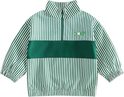 Toddler Boy Golf Clothes Infant Striped Long Sleeve Sweatshirt Quarter Zipper Collared Shirt Little Boy Golf Outfit in Kuwait