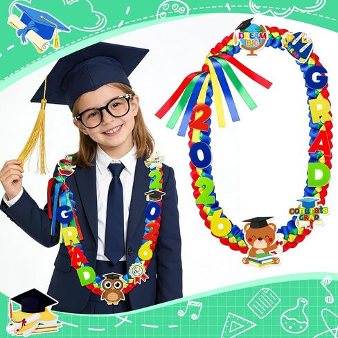 DECYOOL رياض الأطفال التخرج Leis فئة 2026 47.2 بوصة مزدوجة مضفر شريط التخرج مرحلة ما قبل المدرسة Leis لرياض الأطفال خريج بنين بنات in Kuwait