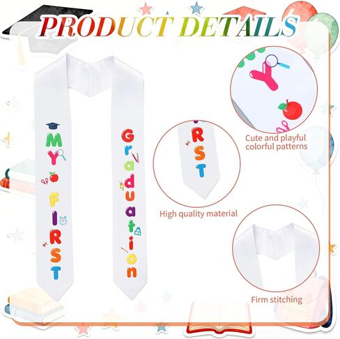 2 Pcs Preschool Kindergarten Graduation Cap and Stole, Kids Unisex Grad Cap and My First Graduation Stole, Pre-K Ceremony Cloth Accessories for Boys Girls Gifts in Saudi Arabia