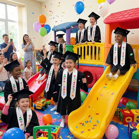 2 Pcs Preschool Kindergarten Graduation Cap and Stole, Kids Unisex Grad Cap and My First Graduation Stole, Pre-K Ceremony Cloth Accessories for Boys Girls Gifts in Saudi Arabia