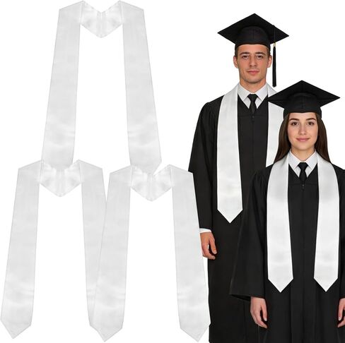 3 PCS white graduation stole bulk Unisex Adults 70 Inches 2026 Plain sash sublimation graduation stole blank to write on for High School and College in Saudi Arabia