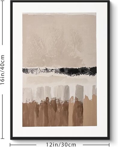 Poemwish Minimalist Canvas Wall Art, Earth Tone Bathroom Wall Decor, Textured Geometric Wall Decor for Bedroom, Abstract Layered Painting in Neutral Tones in Saudi Arabia