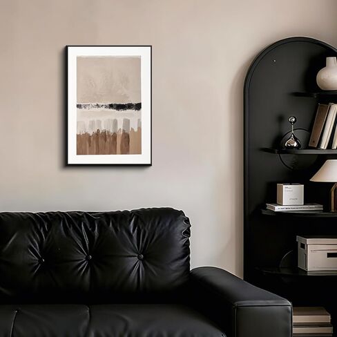 Poemwish Minimalist Canvas Wall Art, Earth Tone Bathroom Wall Decor, Textured Geometric Wall Decor for Bedroom, Abstract Layered Painting in Neutral Tones in Saudi Arabia