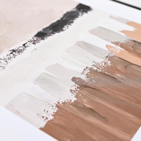 Poemwish Minimalist Canvas Wall Art, Earth Tone Bathroom Wall Decor, Textured Geometric Wall Decor for Bedroom, Abstract Layered Painting in Neutral Tones in Saudi Arabia