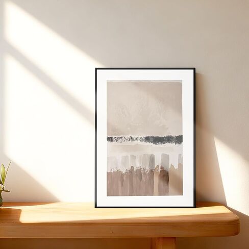Poemwish Minimalist Canvas Wall Art, Earth Tone Bathroom Wall Decor, Textured Geometric Wall Decor for Bedroom, Abstract Layered Painting in Neutral Tones in Saudi Arabia