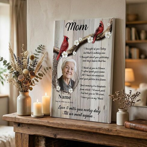 Ipplee Personalized Memorial Canvas Wall Art with Photo Missing You Always | Custom Sympathy Gift for Loss of Loved One, Remembrance Picture Frame with Name and Dates, Bereavement Keepsake Mothers Day in Saudi Arabia