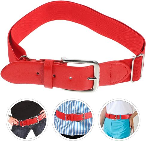 OUNONA Baseball Softball Belt for Men Women Youth Elastic Stretch Sports Belt with Adjustable Fit Red Synthetic Leather in Kuwait