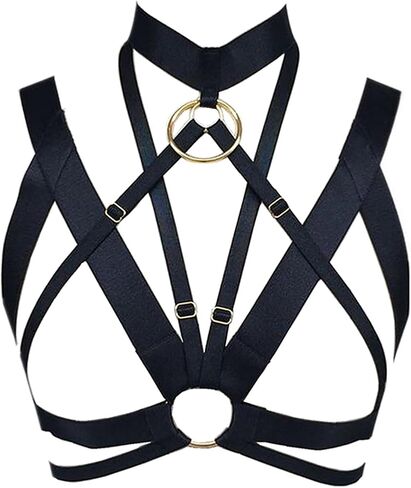 Women's Novelty Body Harness Elastic Strappy Bralette Cage Bra Gothic Crop Top Lingerie in Saudi Arabia
