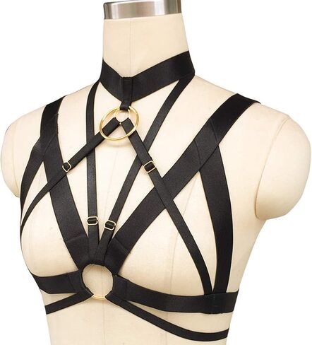 Women's Novelty Body Harness Elastic Strappy Bralette Cage Bra Gothic Crop Top Lingerie in Saudi Arabia
