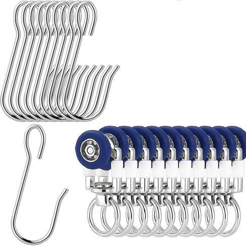 Curtain Track Rollers with Hooks Heavy-Duty Curtain Mute Wheel Rollers Aluminium Alloy Curtain Rail Pulley Runners/Sliders for Ceiling/Wall Mount Curtain Tracks (20) in Saudi Arabia