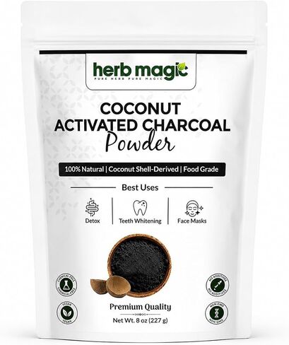 Activated Charcoal Powder – 8 oz (227 g) | Coconut Shell Derived | Finely Milled Powder for DIY Tooth Powder & Beauty Use| Herb Magic in Saudi Arabia
