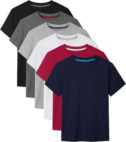 HoeVou 6 Pack Boys Shirts Cotton Short Sleeve T-Shirts for Boys Kids Tees Clothes Summer Tops in Kuwait