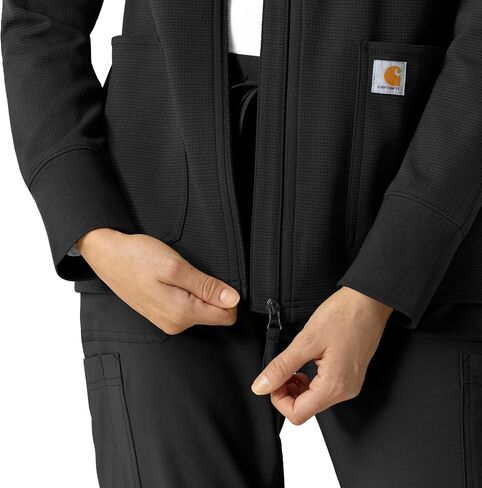 سترة Carhartt Layers للسيدات بسحاب كامل بغطاء للرأس، أسود، XS in Kuwait