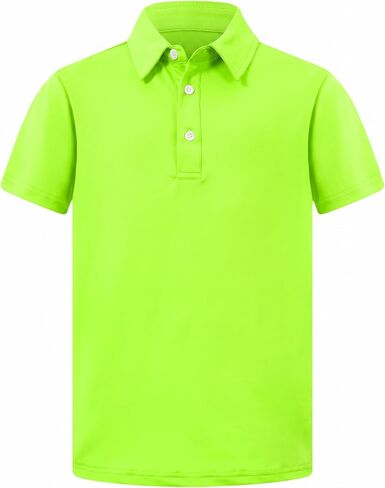Cozople Boys Performance Polo Dry Fit Short Sleeve Solid Golf Shirt Casual School Uniform Tops for Kids Size 5-14 in Kuwait