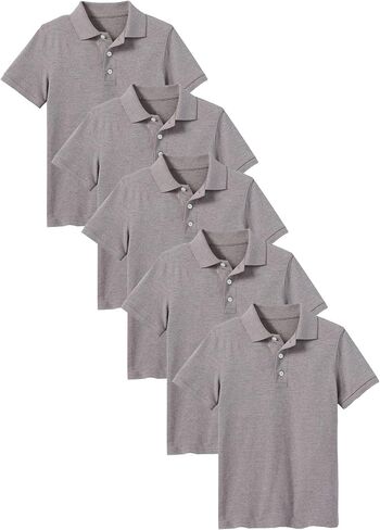 Galaxy by Harvic Polo Shirt for Boys - 5 Pack School Uniform for Boys, Tagless Cotton Blend - Soft Comfortable Everyday Wear in Kuwait