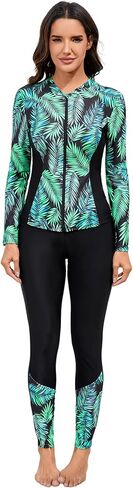 OBEEII Women Tropical Print Swimsuits Full Coverage Long Sleeve Surfing Rash Guard Swimwear Burkini Summer Beach Bathing Suit in Saudi Arabia