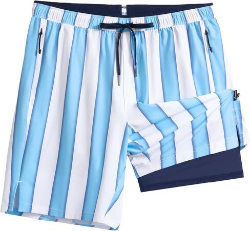 maamgic Mens Swim Trunks 9" with Zipper Pockets, Quick Dry Board Shorts, 4-Way Stretch Compression Lined Bathing Suits in Kuwait
