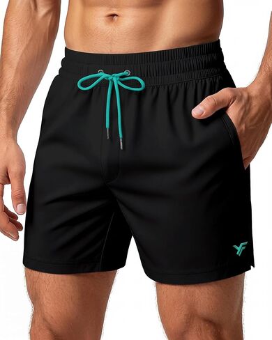 5 Inches Men Swim Trunks with Mesh Lining and Quick Dry Pockets for Board Beach Gym Running in Kuwait