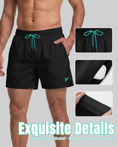 5 Inches Men Swim Trunks with Mesh Lining and Quick Dry Pockets for Board Beach Gym Running in Kuwait