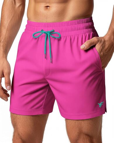 5 Inches Men Swim Trunks with Mesh Lining and Quick Dry Pockets for Board Beach Gym Running in Kuwait