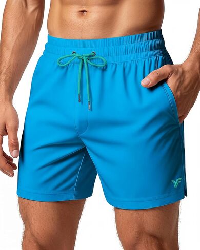 5 Inches Men Swim Trunks with Mesh Lining and Quick Dry Pockets for Board Beach Gym Running in Kuwait