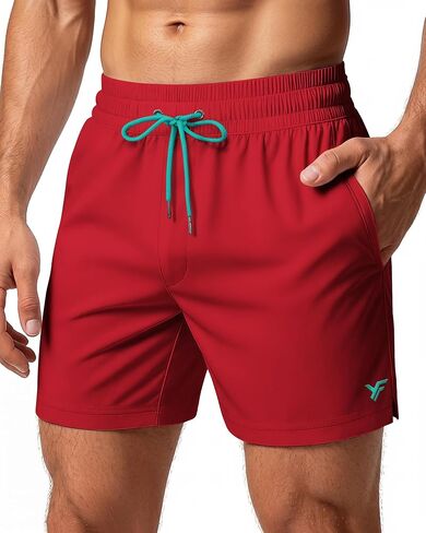 5 Inches Men Swim Trunks with Mesh Lining and Quick Dry Pockets for Board Beach Gym Running in Kuwait