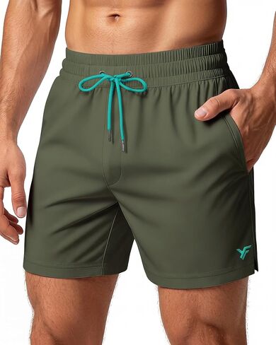 5 Inches Men Swim Trunks with Mesh Lining and Quick Dry Pockets for Board Beach Gym Running in Kuwait