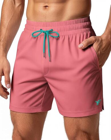 5 Inches Men Swim Trunks with Mesh Lining and Quick Dry Pockets for Board Beach Gym Running in Kuwait