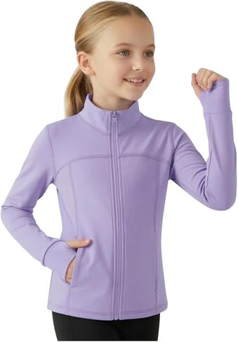 WELAKEN Girls Athletic Zip-Up Jacket Long Sleeve Lightweight Riding Jacket with Pockets in Kuwait