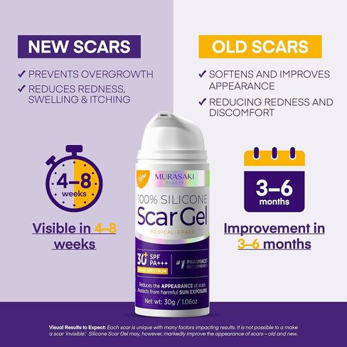 Silicone Scar Gel Scar Cream: SPF 30 Advanced Medical-Grade Formula for Surgical Scars, C-Section, Stretch Marks, Acne, Burns, Keloids, Old & New Scars – Broad Spectrum UV Protection 1.06oz (30g) in Saudi Arabia