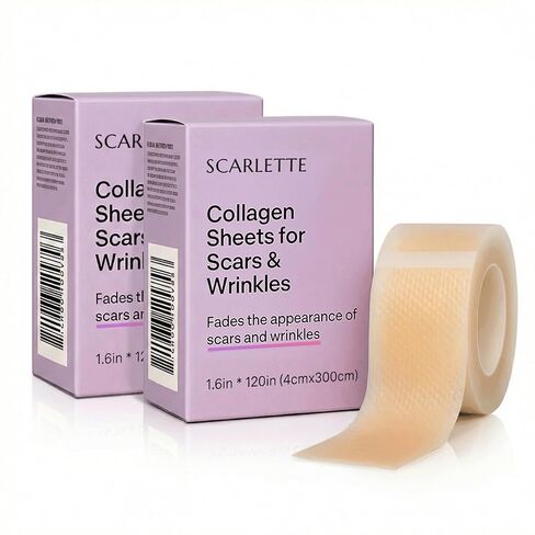 Scarlette Collagen Tape, Scarlette Collagen Sheets for Scars & Wrinkle, Silicone Scar Removal Strips for Various Different Scars and Wrinkles(C-Section, Burn, Acne, Surgical Scars) (1pcs) in Kuwait