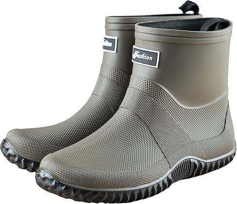 ORISTACO Waterproof Rain Boots Ankle Mid-calf Slip on Lightweight Fishing Rubber PVC Garden Deck Footwear in Saudi Arabia